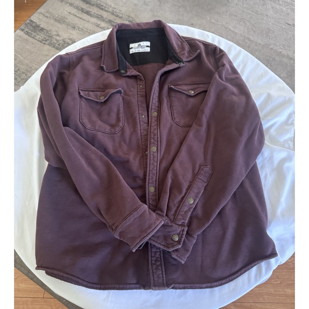 American Giant Mens Shirt Jacket Fleece Heavy  Burgundy Sz XXL